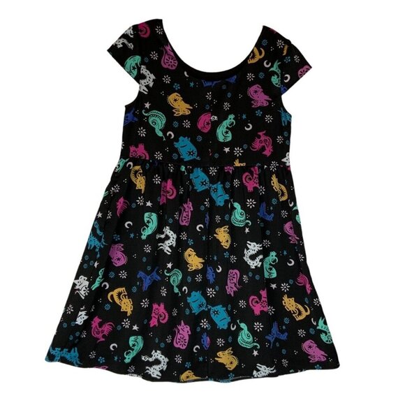 ModCloth Womens Short Sleeve Dress Size S Black Chinese Zodiac Print Babydoll - Picture 3 of 6